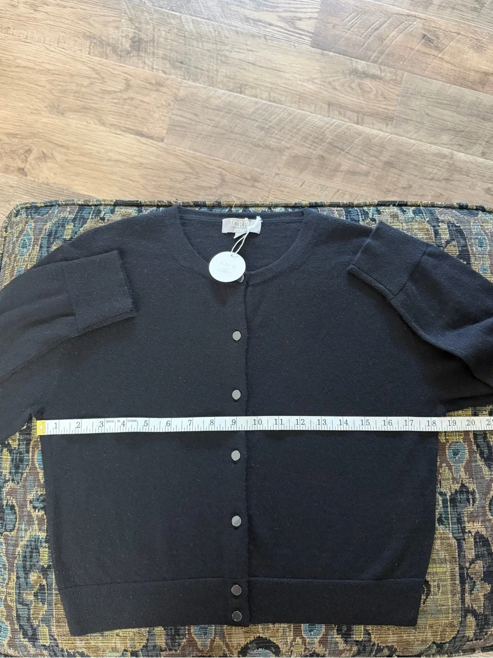 J.Crew 100% Cashmere Cardigan Sweater Black Pearl Button Front Size Small